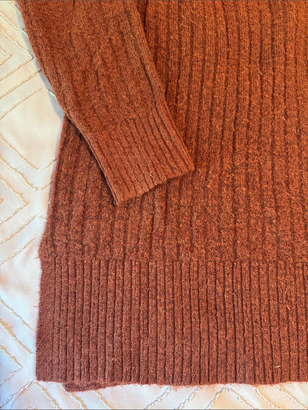 LOFT Cozy Mock Neck Ribbed Sweater - Peach and Rust - bundle of 2 sweaters - XS - Picture 3 of 10